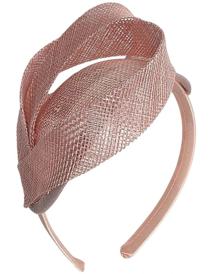 Double Sinamay Curve Fascinator in Pink image 2