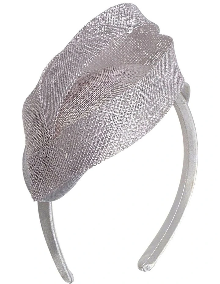 Double Sinamay Curve Fascinator in White image 2