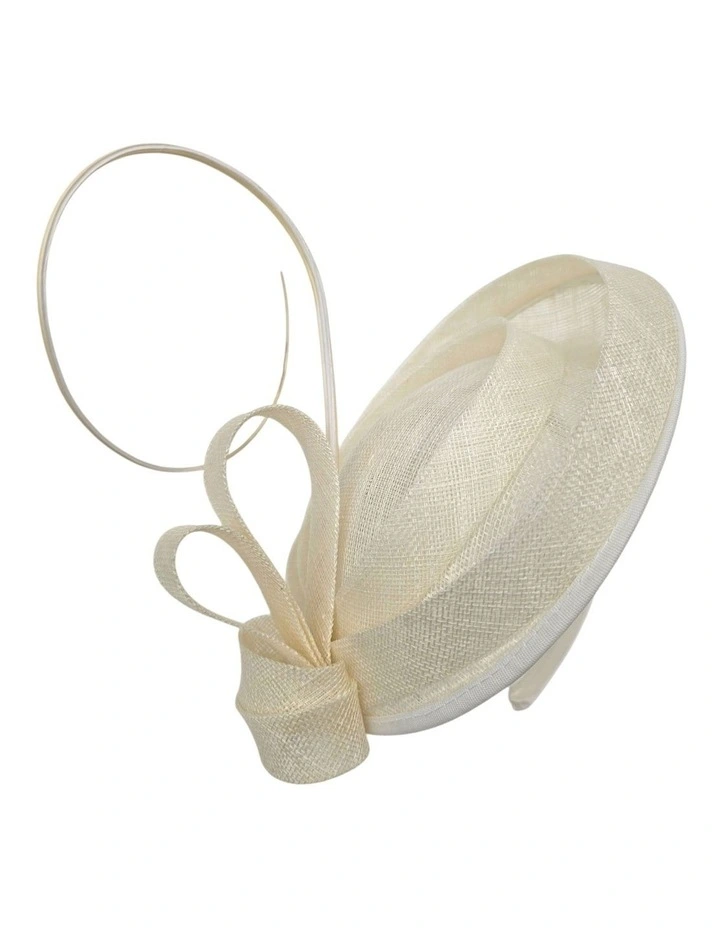 Small Sinamay Plate Fascinator with Loops in Ivory image 2