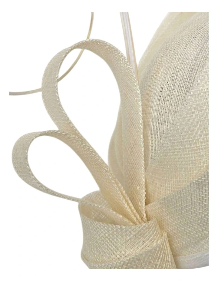Small Sinamay Plate Fascinator with Loops in Ivory image 3
