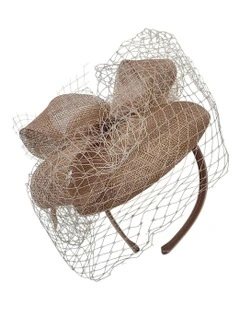 Large Sinamay Bow On Pillbox Fascinator With Veiling