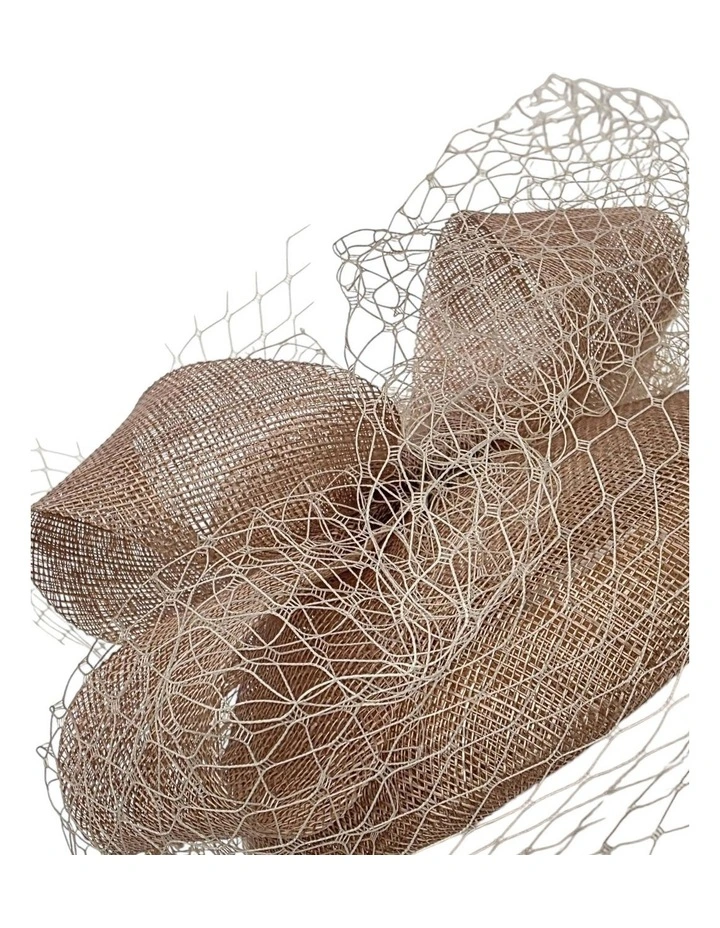 Large Sinamay Bow On Pillbox Fascinator With Veiling image 3