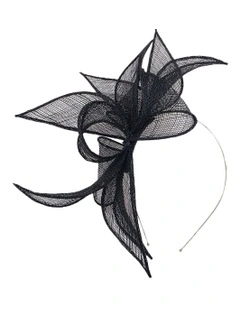 Sinamay Leaves Fascinator in Black