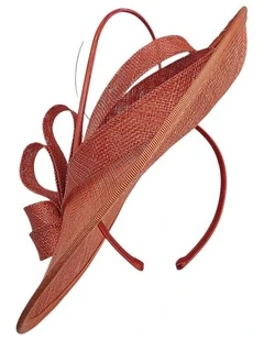 Large Sinamay Plate Fascinator With Loops And Quil in Orange
