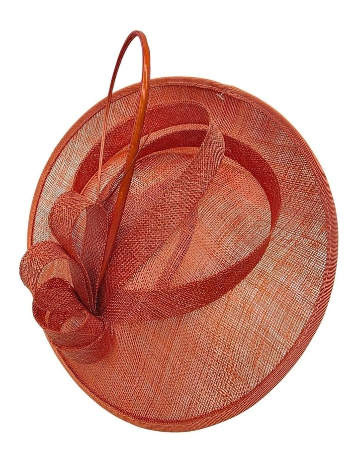 Large Sinamay Plate Fascinator With Loops And Quil in Orange image 2
