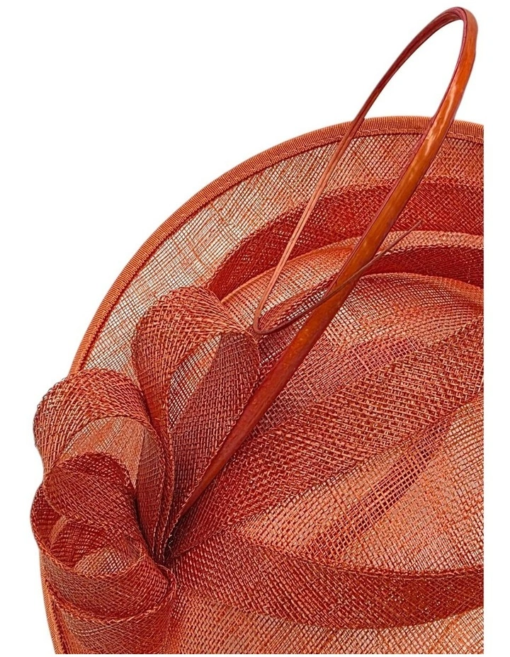 Large Sinamay Plate Fascinator With Loops And Quil in Orange image 3