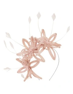 Flower And Feathers Fascinator in Pink