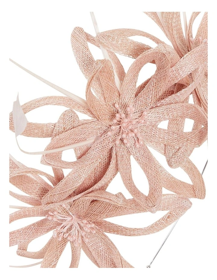 Flower And Feathers Fascinator in Pink image 3