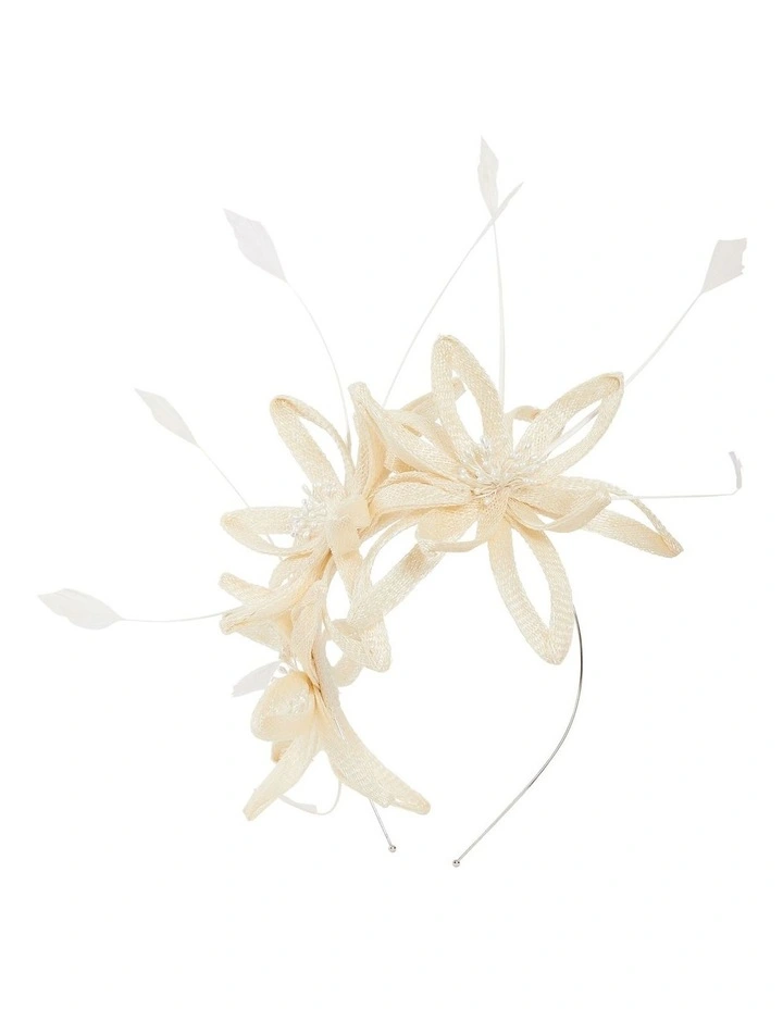 Flower And Feathers Fascinator in Cream image 2