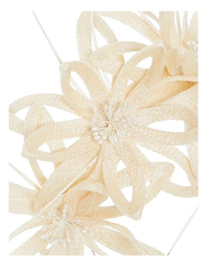 Flower And Feathers Fascinator in Cream image 3