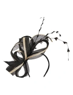Two Tone Sinamay Swirl Fascinator in Black/White