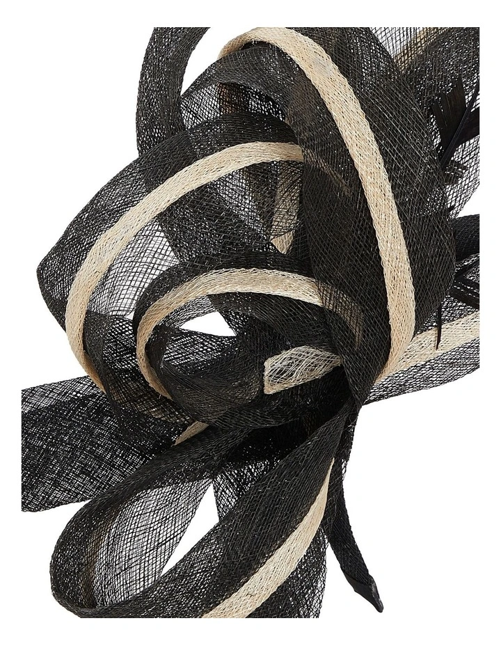Two Tone Sinamay Swirl Fascinator in Black/White image 3