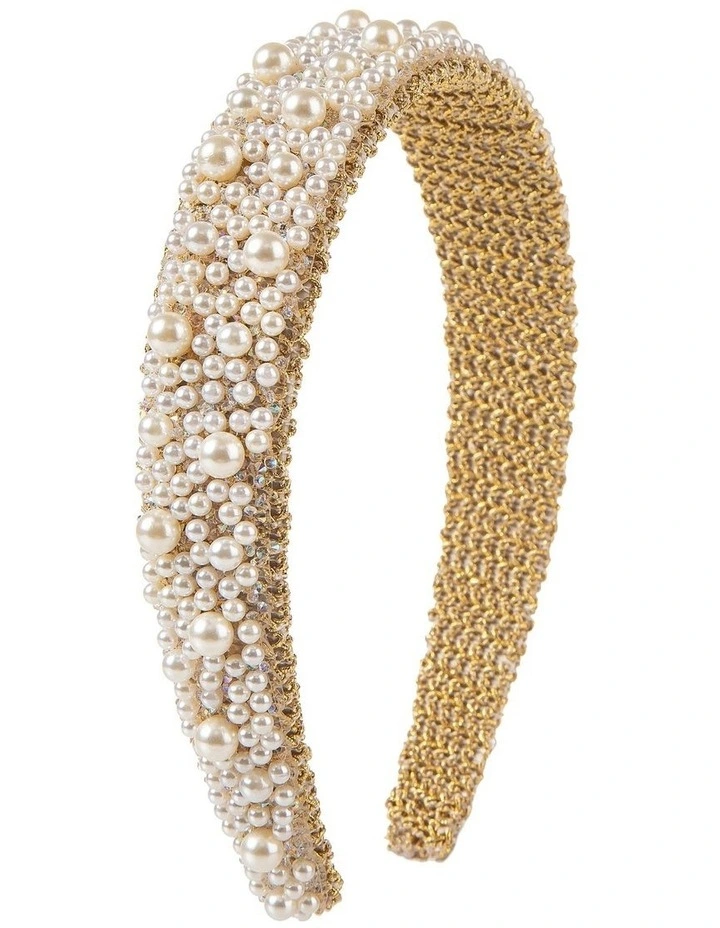 Pearl Headband in Gold image 2