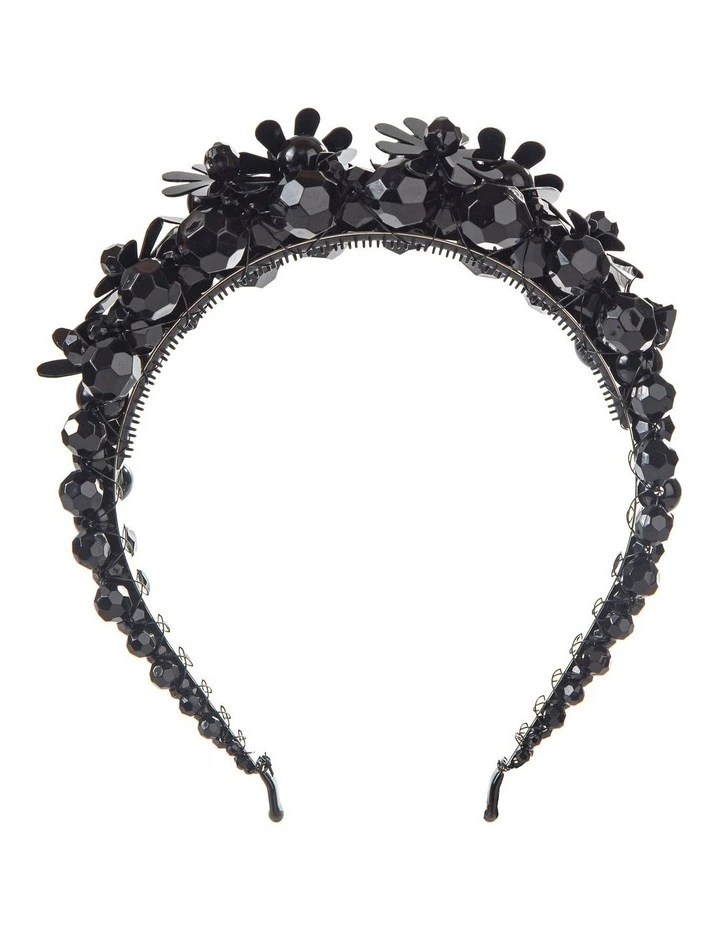 Flower Headband in Black image 1
