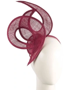 Edgy Sinamay Fascinator in Wine