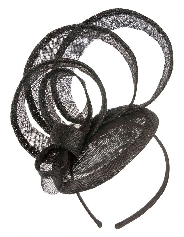Sinamay Fascinator With Loops in Black image 5