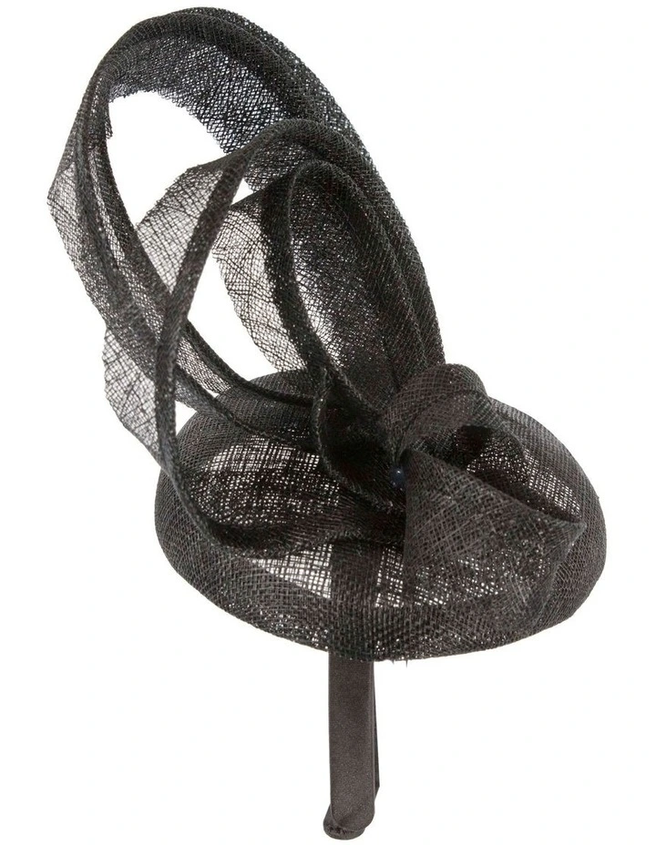 Sinamay Fascinator With Loops in Black image 6
