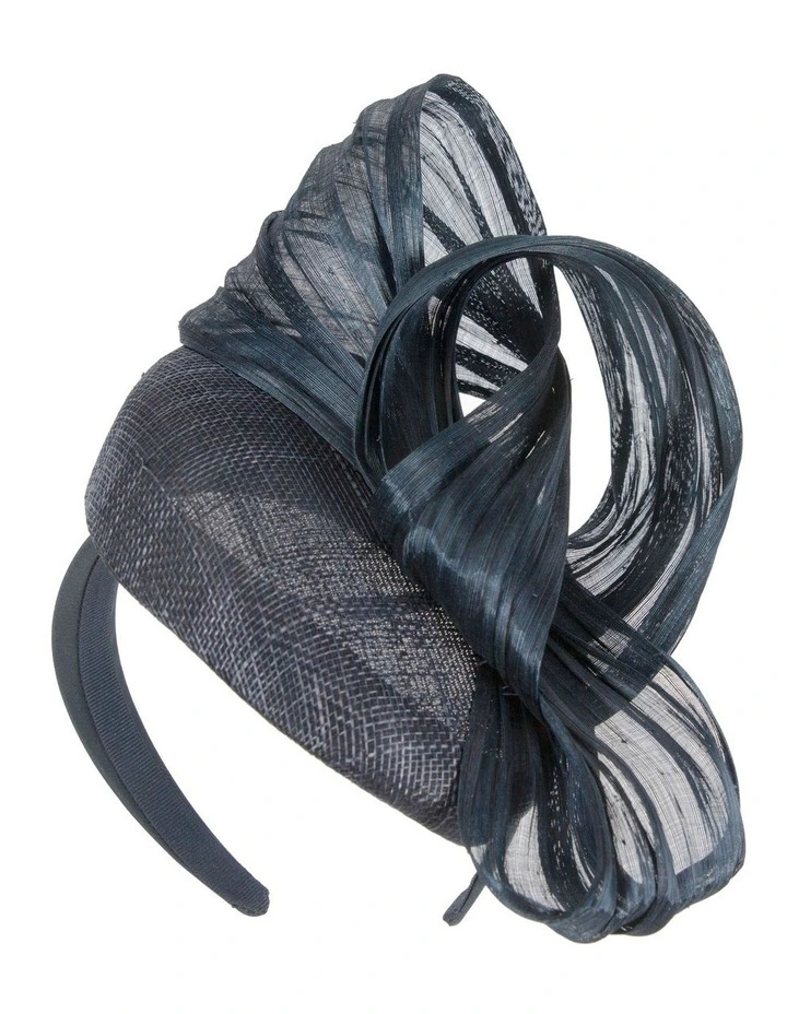 Pillbox Fascinator Abaca Bow in Navy image 2