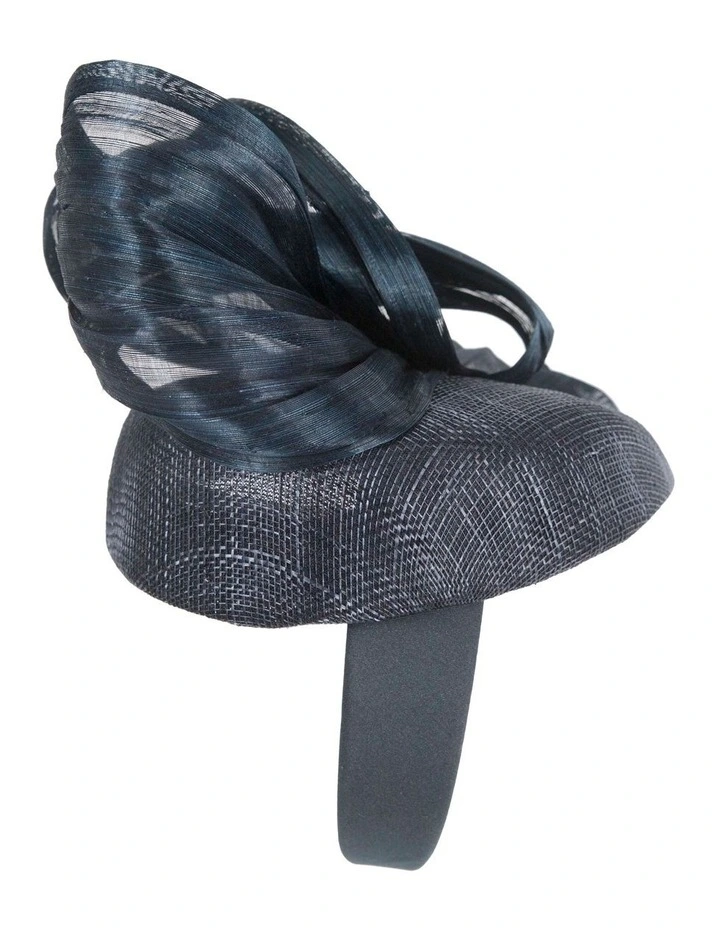 Pillbox Fascinator Abaca Bow in Navy image 3