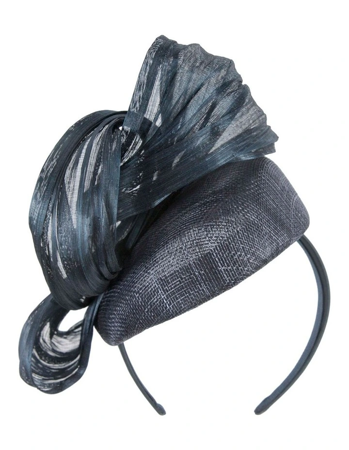Pillbox Fascinator Abaca Bow in Navy image 5