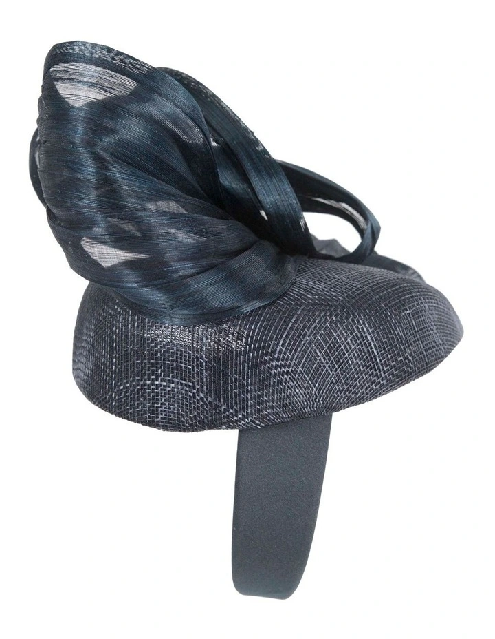 Pillbox Fascinator Abaca Bow in Navy image 6