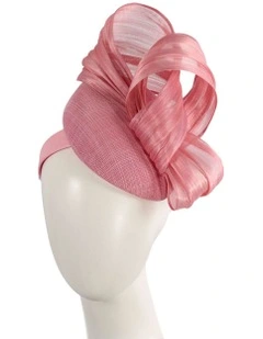 Pillbox Fascinator Abaca Bow in Dusky Pink