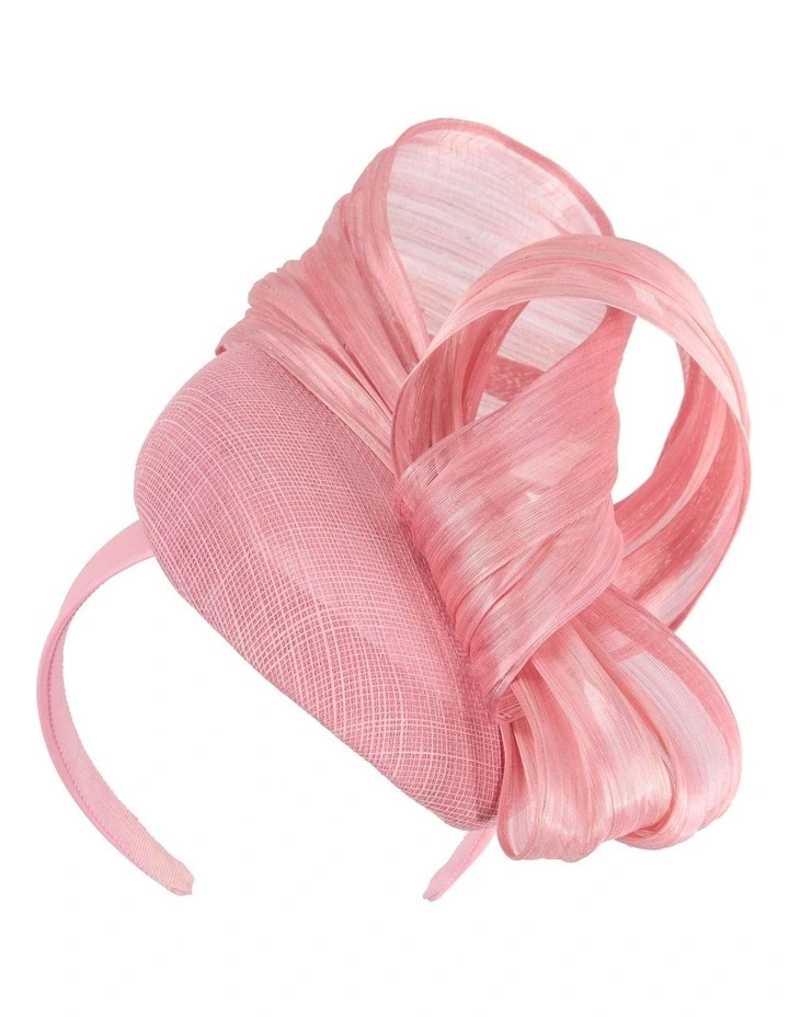 Pillbox Fascinator Abaca Bow in Dusky Pink image 2