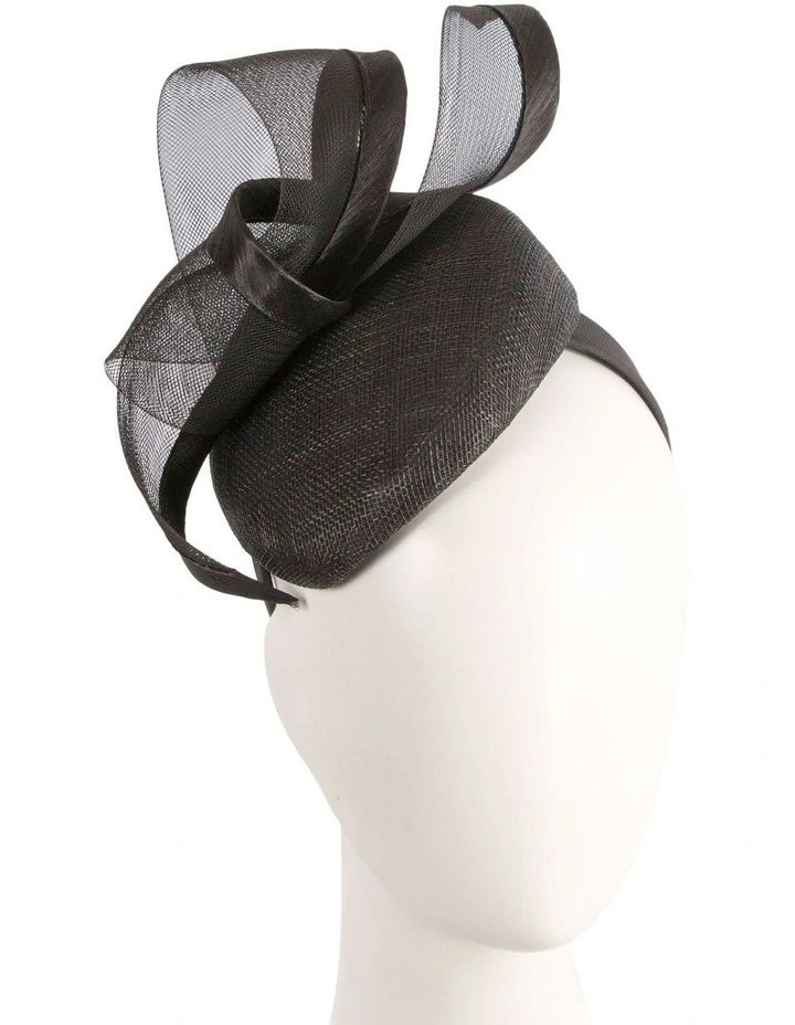 Crinoline Trim Pillbox Fascinator in Black image 1