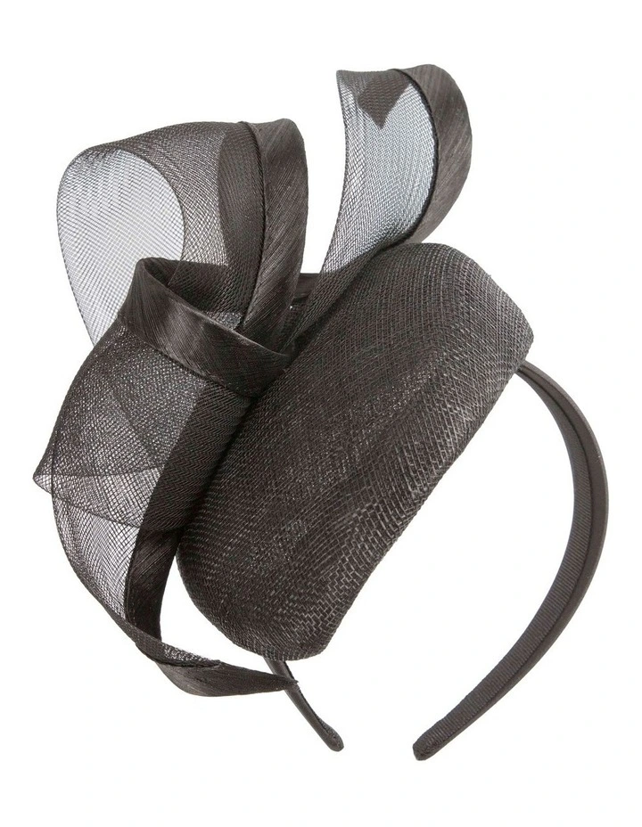 Crinoline Trim Pillbox Fascinator in Black image 2