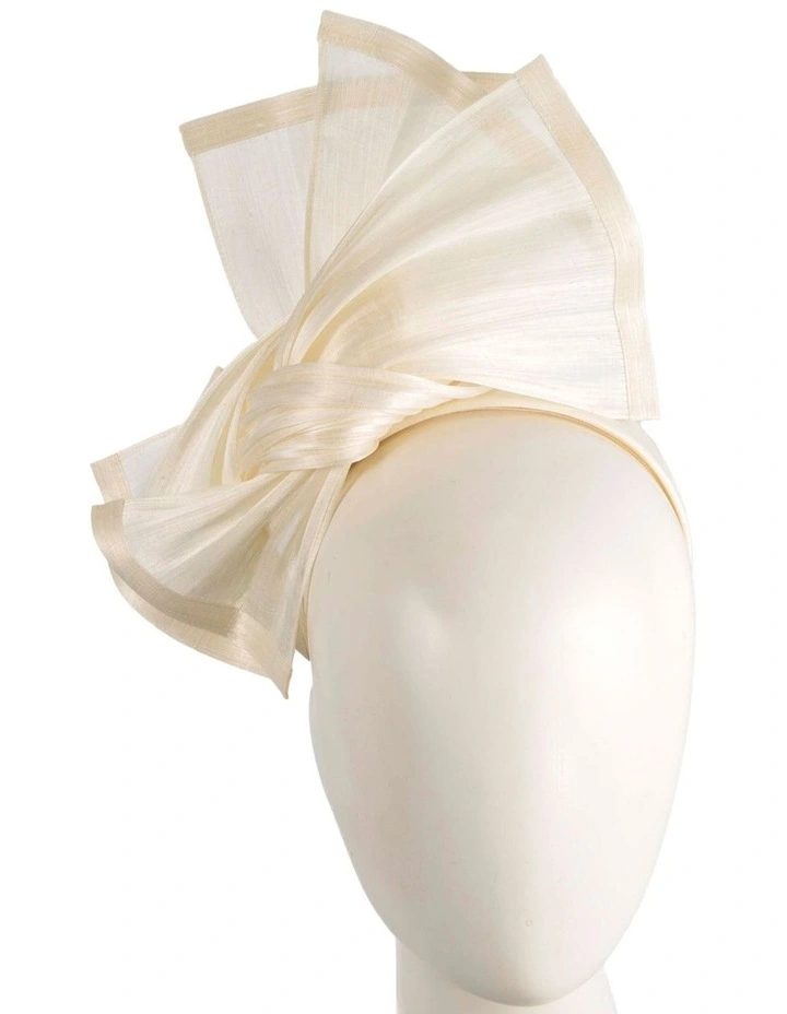 Tall Silk Abaca Fascinator in Cream image 1