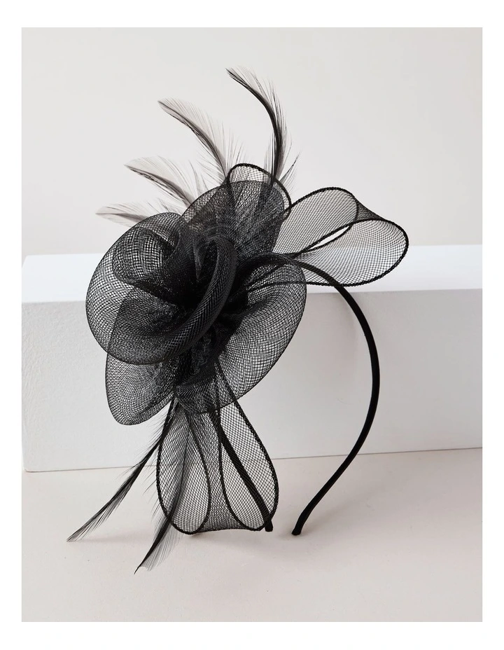 Rosette And Bow Fascinator in Black image 4