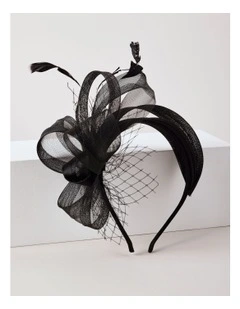 Multi Band Fascinator With Mesh in Black