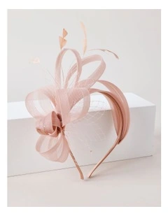 Multi Band Fascinator With Mesh in Pink