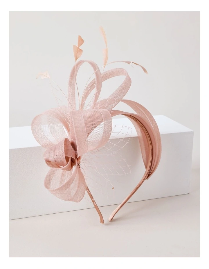 Multi Band Fascinator With Mesh in Pink image 1