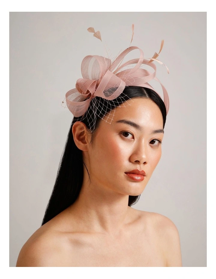 Multi Band Fascinator With Mesh in Pink image 2