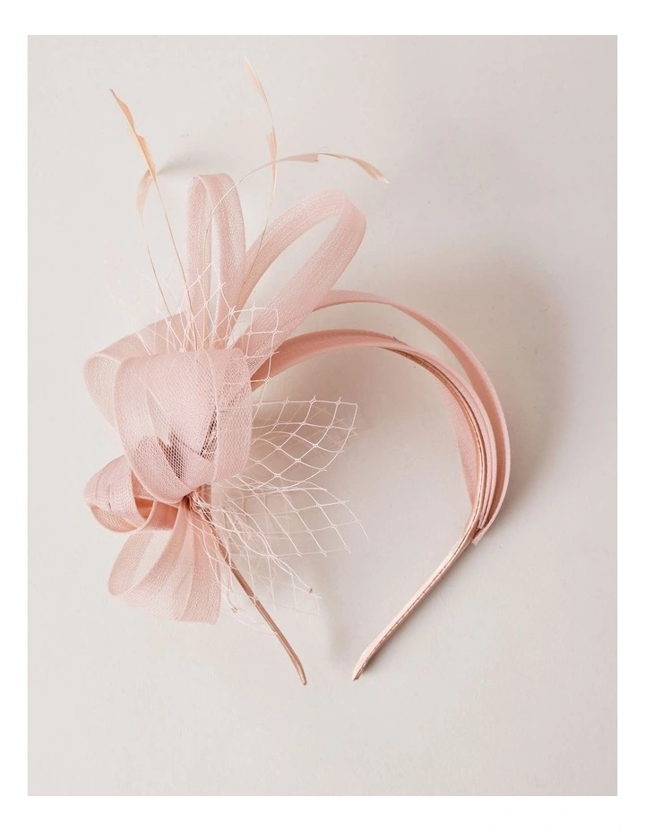 Multi Band Fascinator With Mesh in Pink image 3