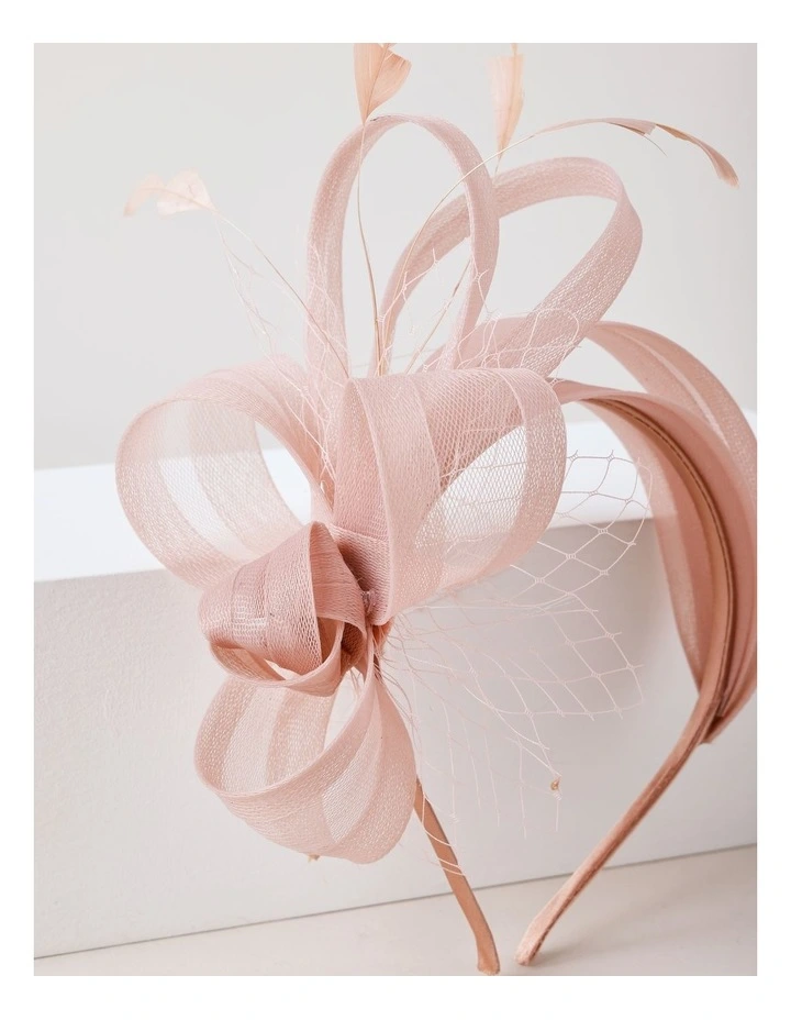 Multi Band Fascinator With Mesh in Pink image 4
