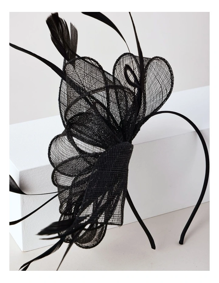 Bow Fascinator in Black image 3