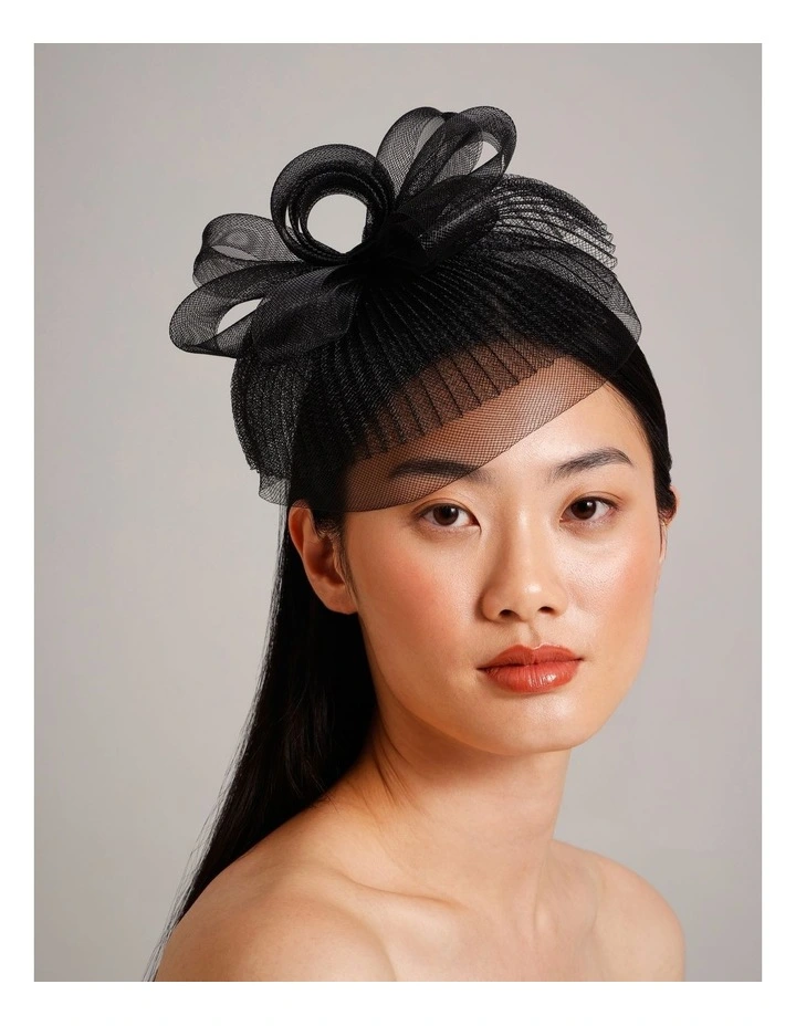 Fascinator With Pleating in Black image 2