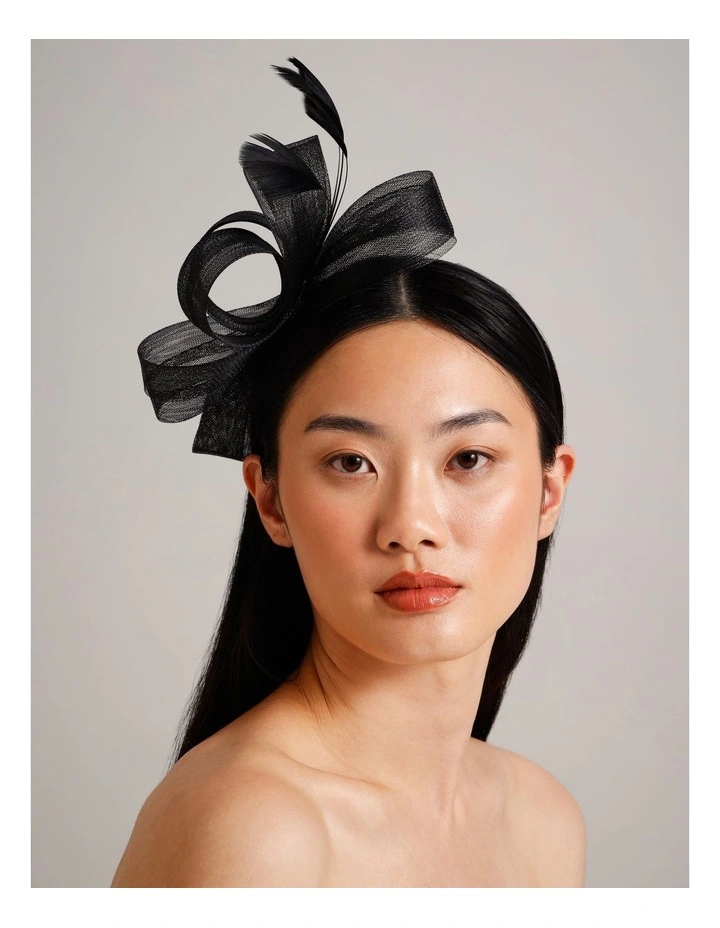 Simple Bow Fascinator in Black image 2