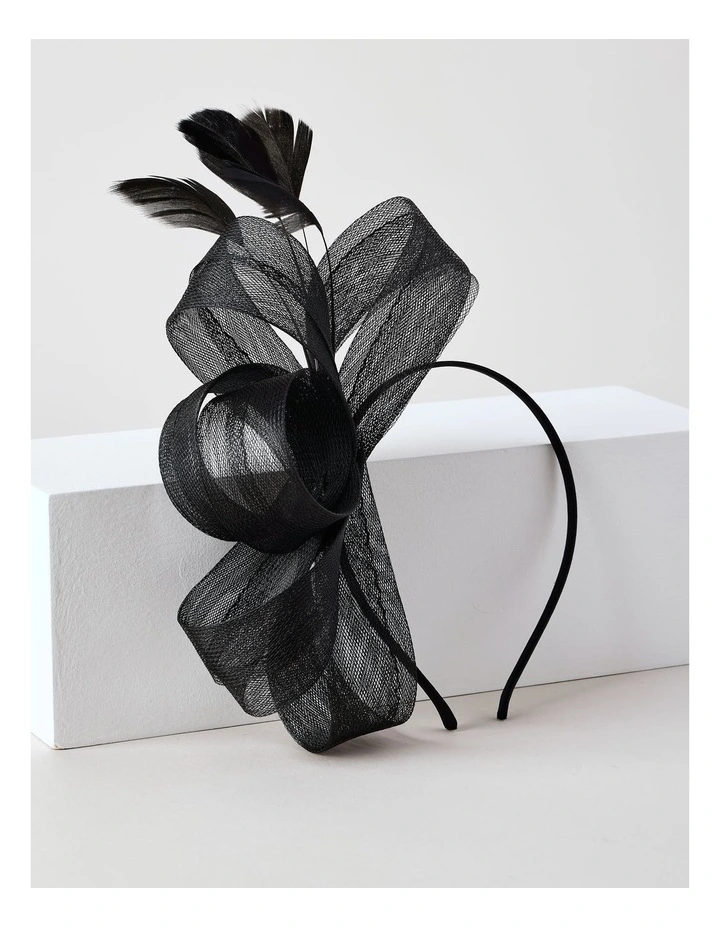 Simple Bow Fascinator in Black image 3