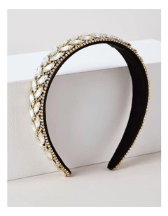 Flat Jewelled Headband in White