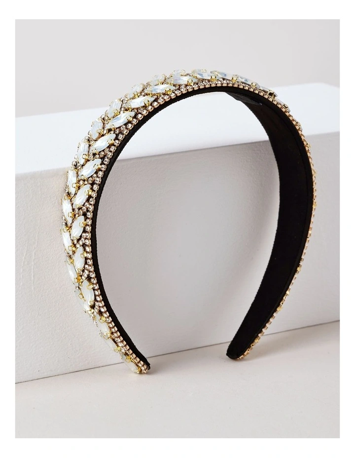 Flat Jewelled Headband in White image 1