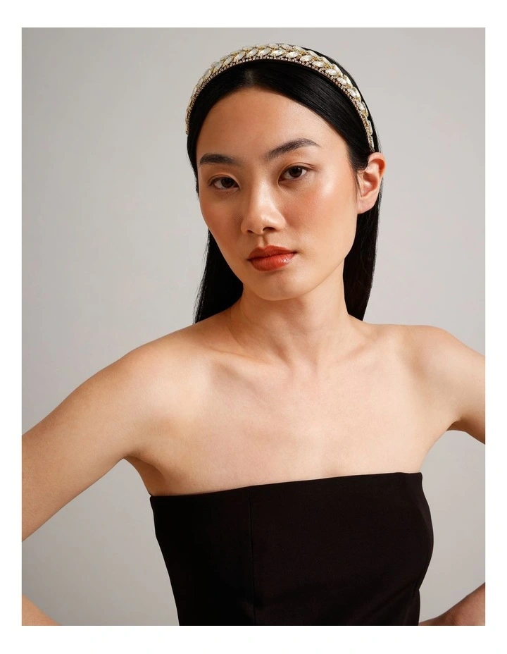 Flat Jewelled Headband in White image 2