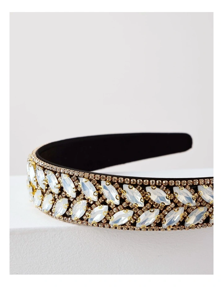 Flat Jewelled Headband in White image 3