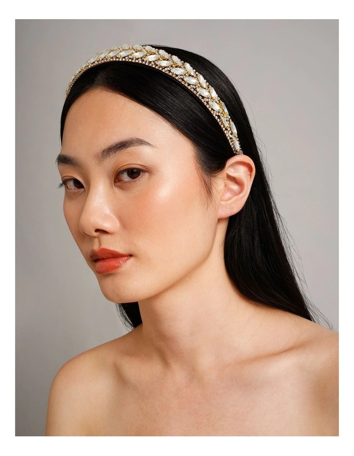 Flat Jewelled Headband in White image 4