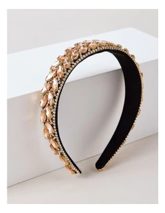 Flat Jewelled Headband in Pink