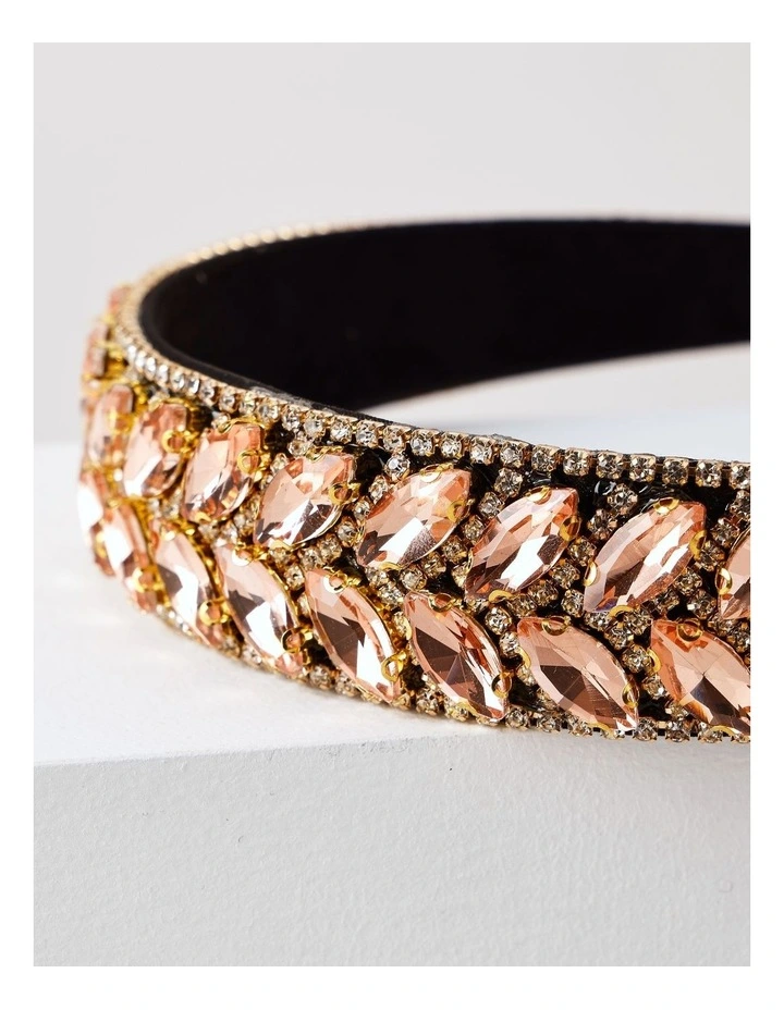 Flat Jewelled Headband in Pink image 3