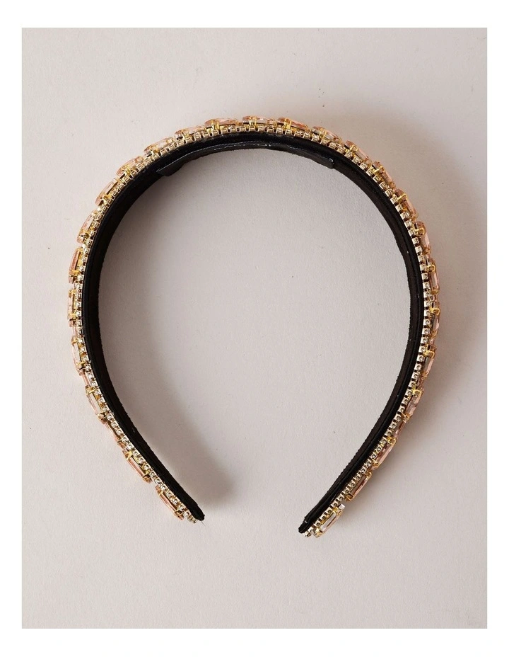 Flat Jewelled Headband in Pink image 4