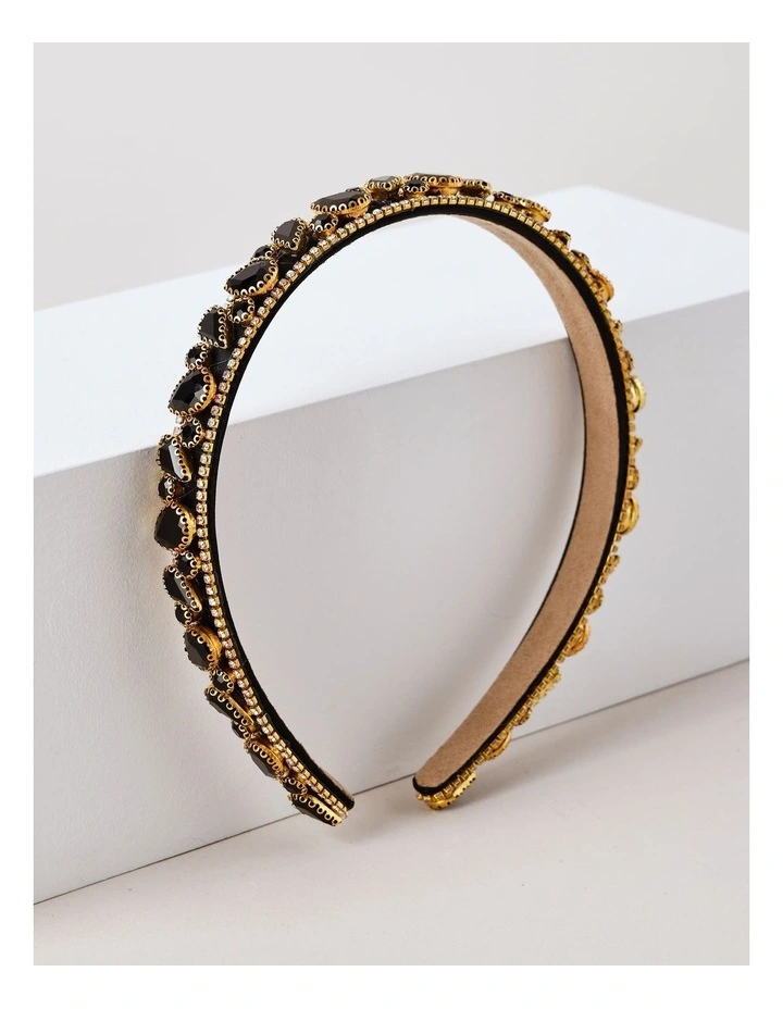 Simple Diamante Headband in Black image 1